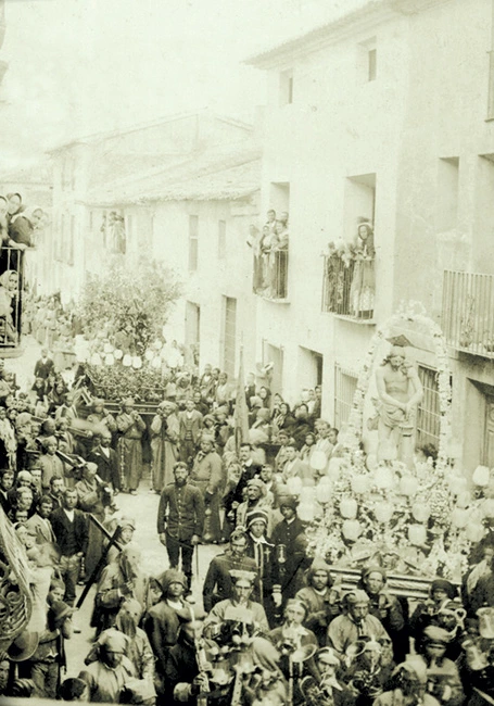 Procesión del antiguo Cristo de los Azotes en Bullas, antes de la Guerra Civil