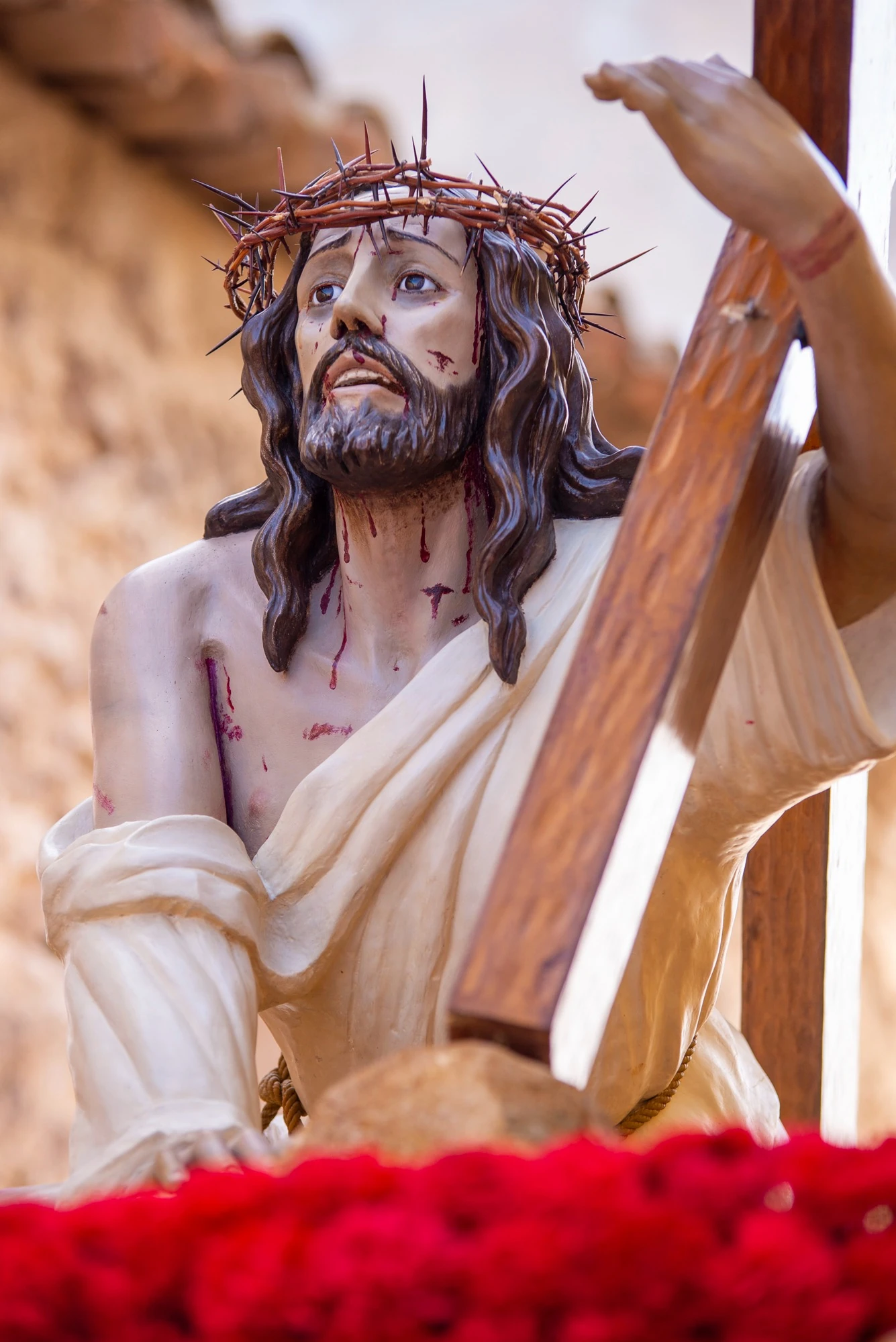 La Caída: Vista cercana de Cristo